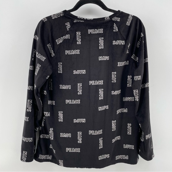 Sonoma Womens 2-Piece Pajama Set Black “Love Peace Naps” Soft Cozy M - Picture 3 of 6